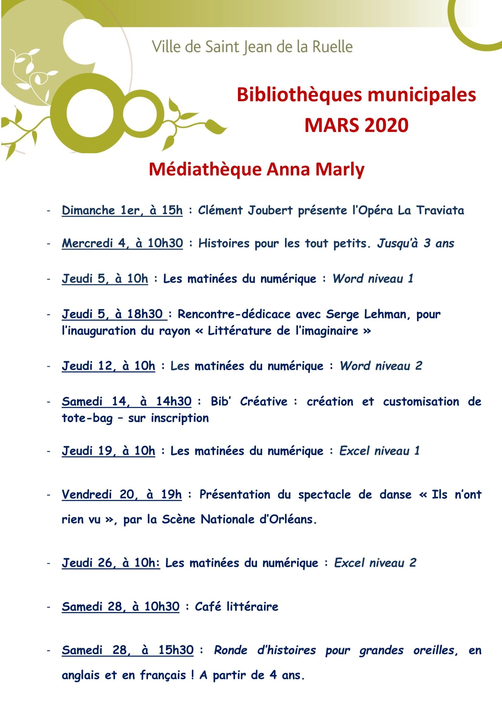 agenda mars 2020